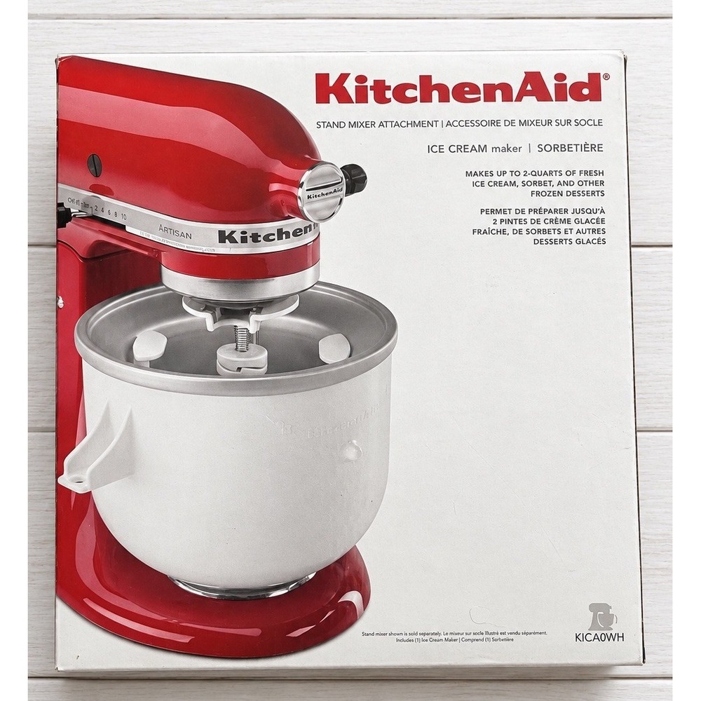 KitchenAid KICA0WH 2 Qt Ice Cream Maker Attachment New in Box